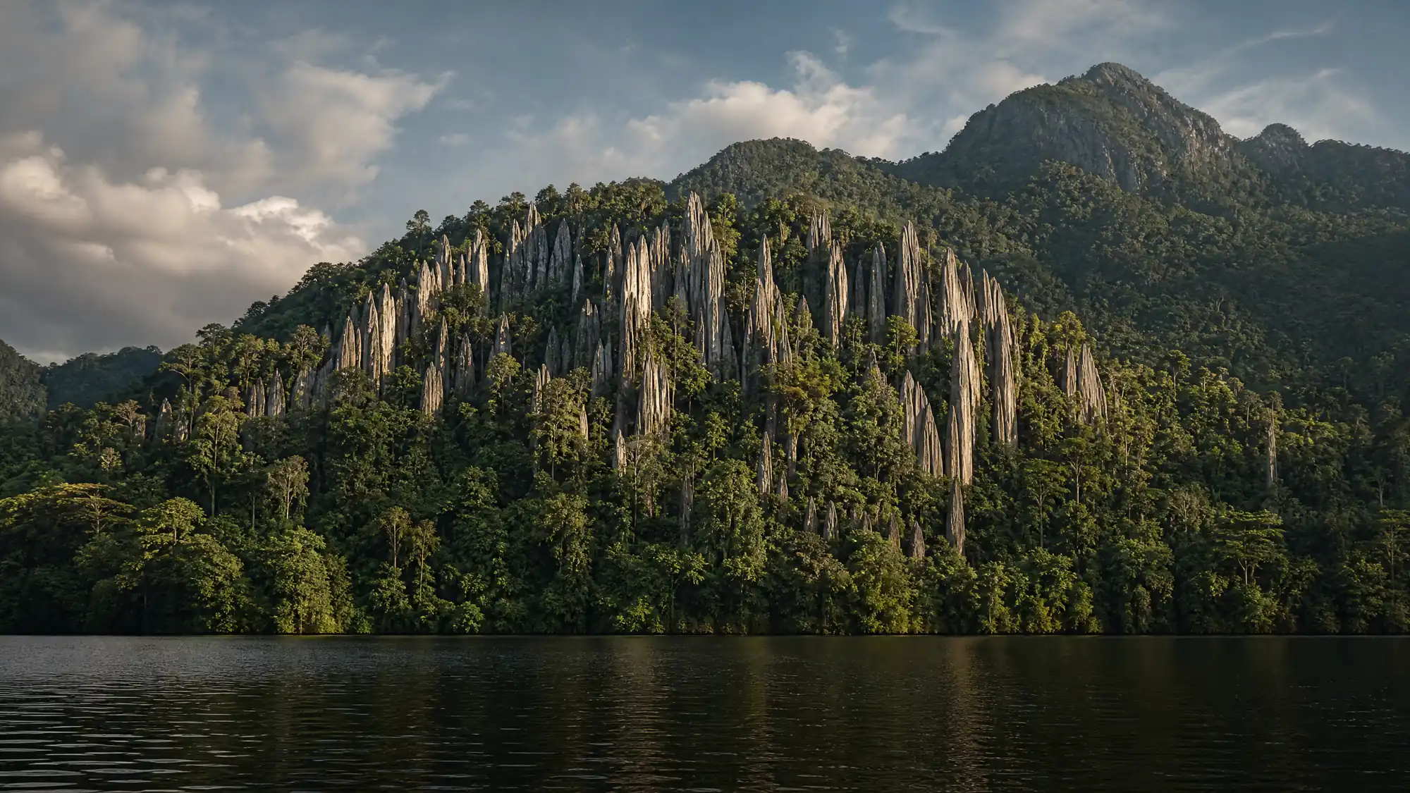 Explora 295 kilómetros de galerías de cuevas cartografiadas y 528.6 kilómetros cuadrados de selva tropical primaria en Sarawak.
